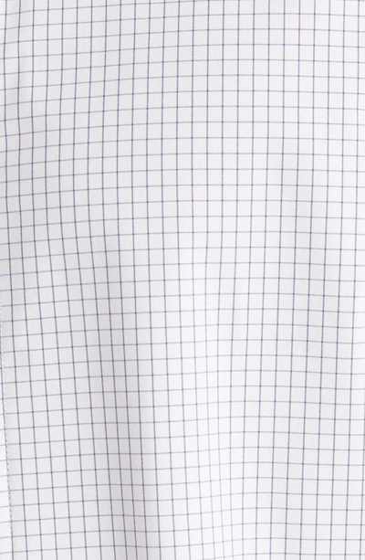 Mizzen + Main Leeward Trim Fit Tattersall Performance Button-up Shirt In White Navy Mini Grid
