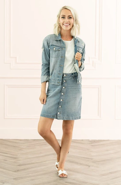 Shop Rachel Parcell Button Front Denim Skirt In Vintage Medium Wash