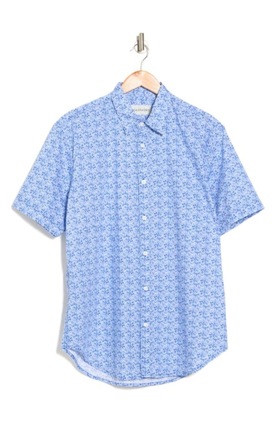 Shop Coastaoro Astor Printed Short Sleeve Shirt In Cara Blue