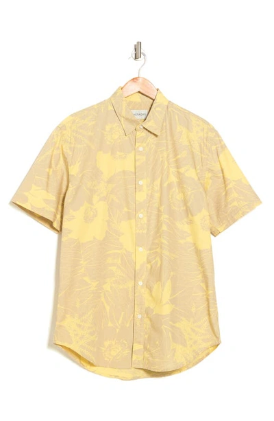 Shop Coastaoro Astor Printed Short Sleeve Shirt In Aster Mister Yellow