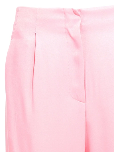 Shop Msgm Satin Pants In Pink