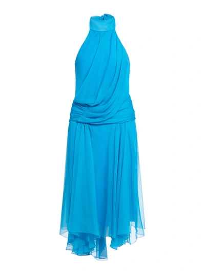 Shop Alberta Ferretti Silk Dress In Blue