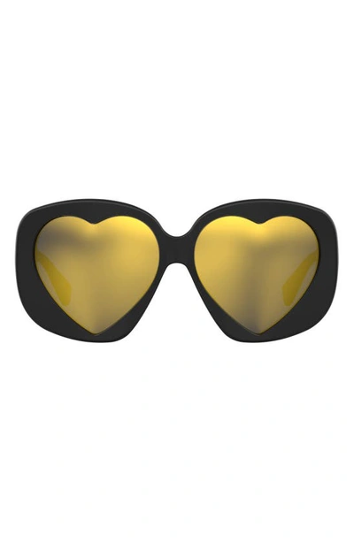 Shop Moschino 61mm Rectangular Sunglasses In Black/ Brown Yellow