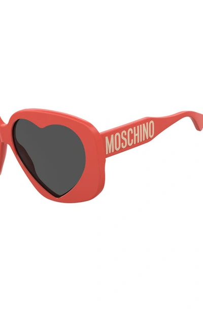 Shop Moschino 61mm Rectangular Sunglasses In Red/ Grey