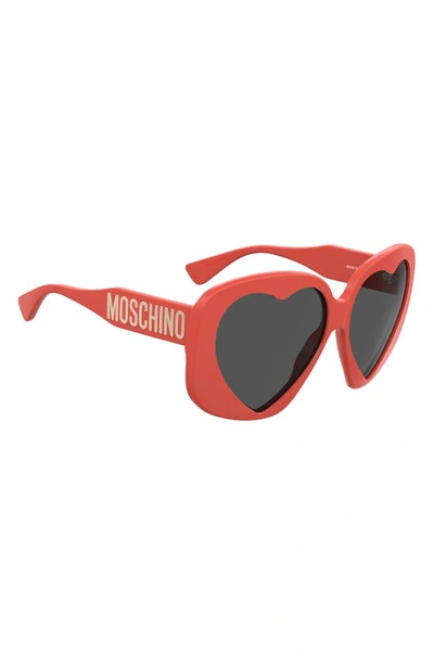 Shop Moschino 61mm Rectangular Sunglasses In Red/ Grey