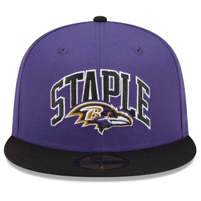 Shop New Era X Staple New Era Purple/black Baltimore Ravens Nfl X Staple Collection 59fifty Fitted Hat