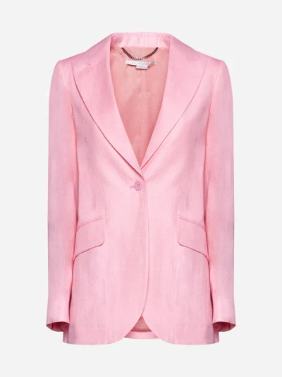 Shop Stella Mccartney Viscose And Linen Single-breasted Blazer In Hibiscus