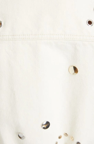 Shop Chloé Rivet Detail Recycled Cotton Blend Denim Jacket In Iconic Milk