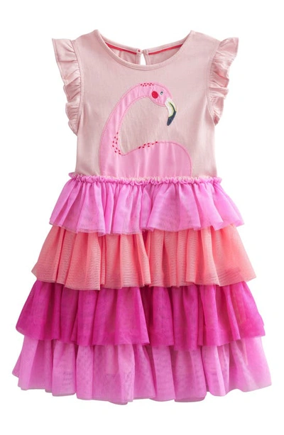 Shop Mini Boden Kids' Tiered Ombré Tulle Dress In Peach Spring Flamingo