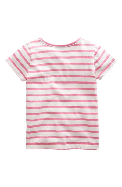 Shop Mini Boden Kids' Stripe Appliqué Cone Cotton Graphic T-shirt In Azalea Pink/ Ivory Icecream