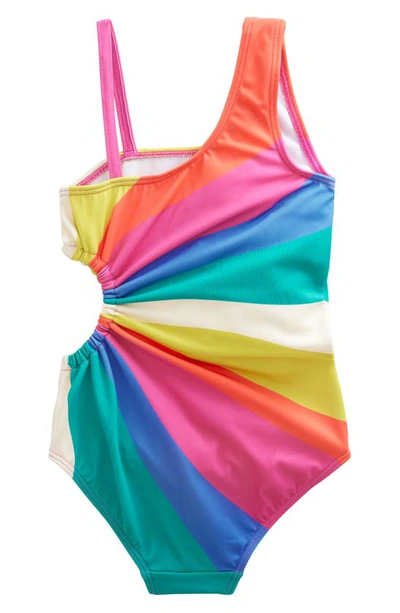Shop Mini Boden Kids' Ruched Cutout One-piece Swimsuit In Multi Wave