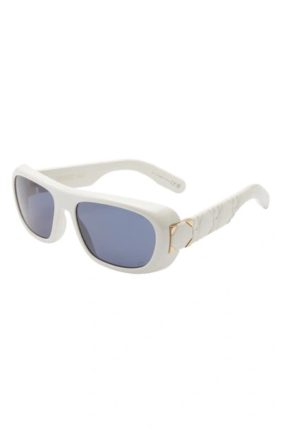 Shop Dior Lady 95.22 S1i 59mm Square Sunglasses In Ivory / Blue