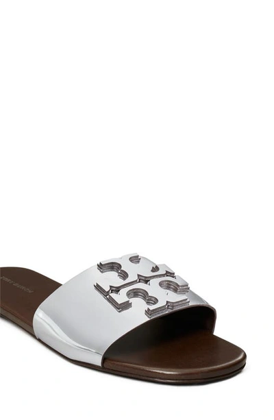 Shop Tory Burch Ines Slide Sandal In Silver / Coconut