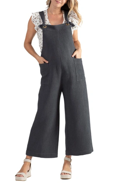 Shop Cache Coeur Maya Organic Cotton Gauze Maternity/nursing Jumpsuit In Anthracite