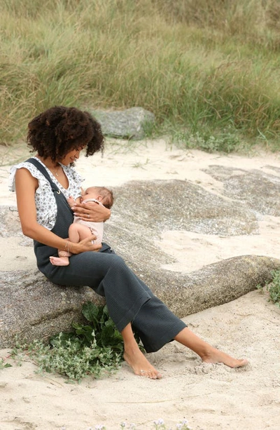 Cache Coeur Maya Organic Cotton Gauze Maternity/nursing Jumpsuit In Anthracite