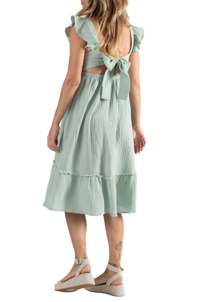 Cache Coeur Melody Organic Cotton Gauze Maternity/nursing Midi Dress In Sky