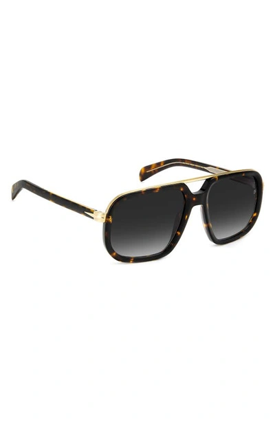 Shop David Beckham Eyewear 57mm Square Sunglasses In Havana Gold/ Grey Shaded