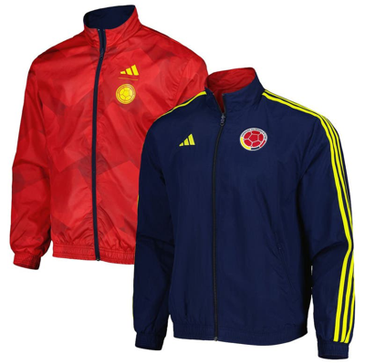 Shop Adidas Originals Adidas Navy/red Colombia National Team Aeroready Reversible Anthem Reversible Full-zip Jacket