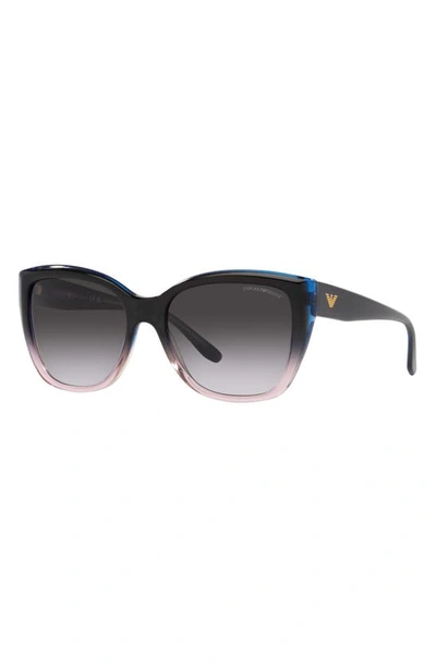 Emporio Armani 55mm Gradient Cat Eye Sunglasses In Grad Grey