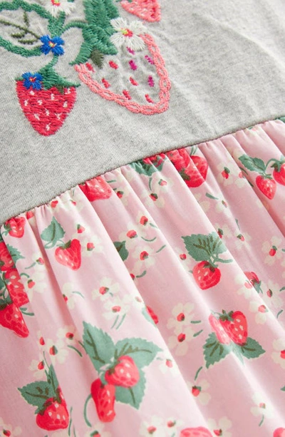 Shop Mini Boden Kids' Print Tiered Cotton Maxi Dress In French Pink Strawberry