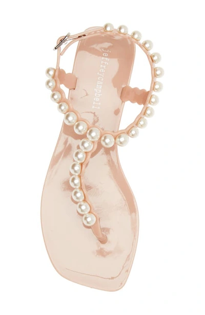 Shop Jeffrey Campbell Pearlesque Imitation Pearl Ankle Strap Sandal In Natural Shiny