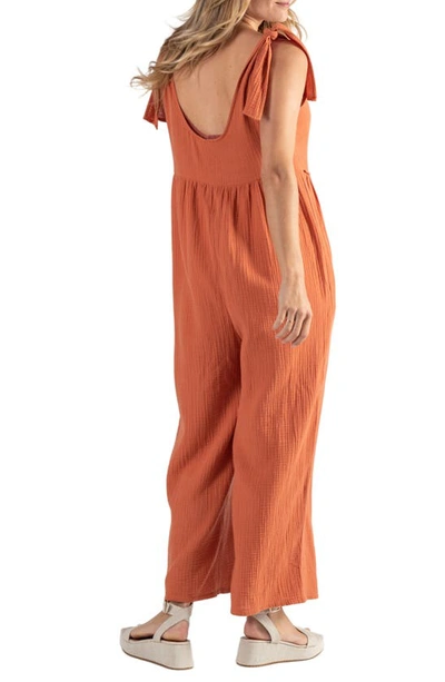 Shop Cache Coeur Canyon Organic Cotton Gauze Maternity/nursing Jumpsuit In Copper