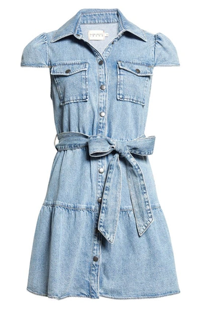 Shop Alice And Olivia Miranda Denim Minidress In Rockstar Blue