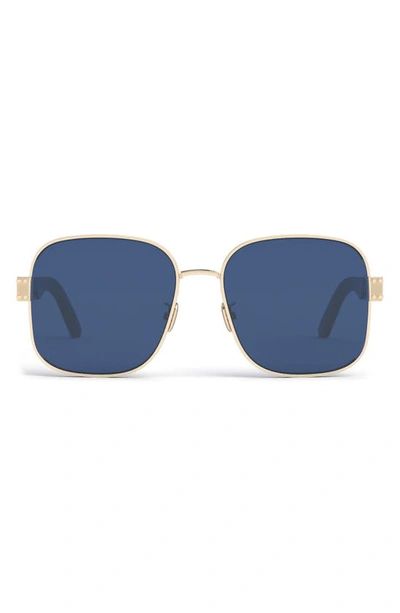 Shop Dior 'signature S5u 60mm Square Sunglasses In Shiny Gold Dh / Blue