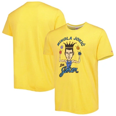 Shop Homage Nikola Jokic Gold Denver Nuggets Caricature Tri-blend T-shirt