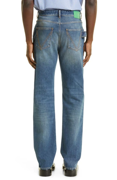 Shop Bottega Veneta Slim Fit Stretch Denim Straight Leg Jeans In 4715 Mid Blue