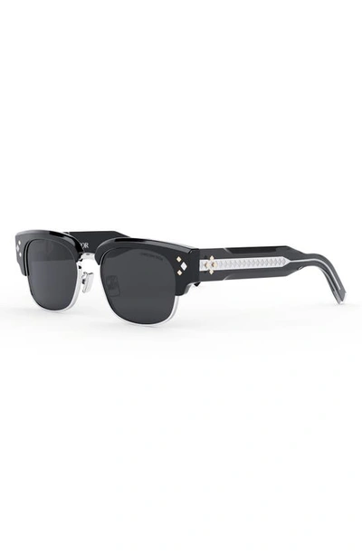 Shop Dior Cd Diamond C1u 55mm Square Sunglasses In Shiny Black / Smoke