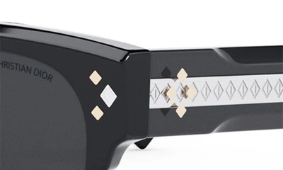 Shop Dior Cd Diamond C1u 55mm Square Sunglasses In Shiny Black / Smoke