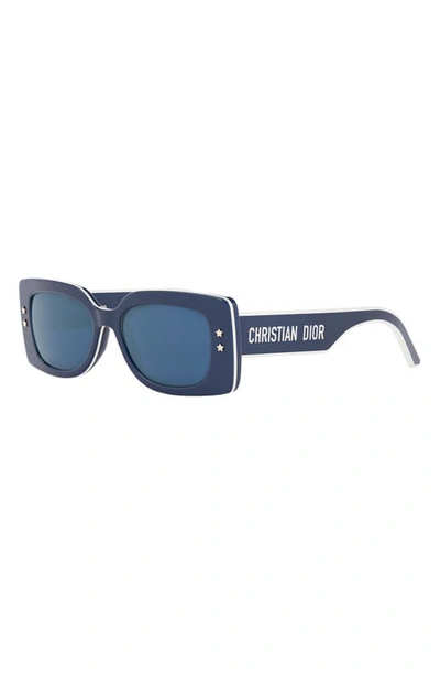 Shop Dior 'pacific S1u 53mm Rectangular Sunglasses In Shiny Blue / Blue