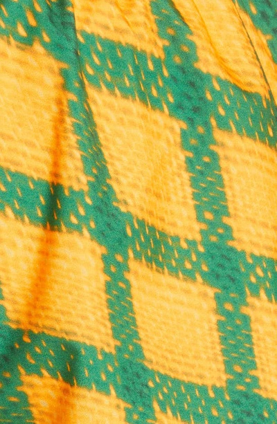 Shop Bianca Saunders Wosh Warped Grid Drawstring Shorts In Blue/ Orange /green Grid Print