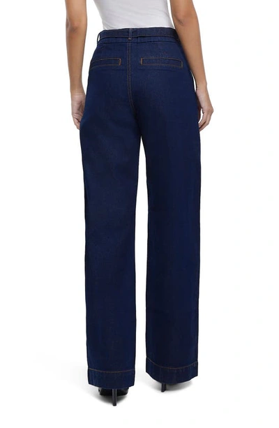 Shop River Island Cayanne Belted Nonstretch Trouser Jeans In Blue