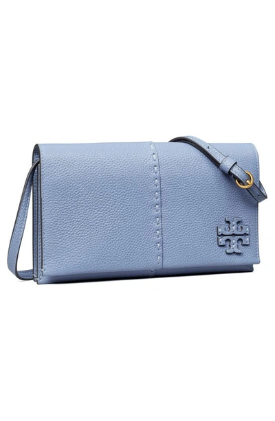 Shop Tory Burch Mcgraw Leather Wallet Crossbody In Blue Wood