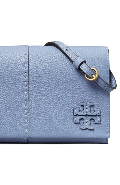 Shop Tory Burch Mcgraw Leather Wallet Crossbody In Blue Wood