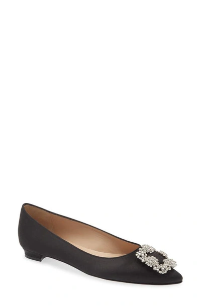 Shop Manolo Blahnik Hangisi Flat In Black