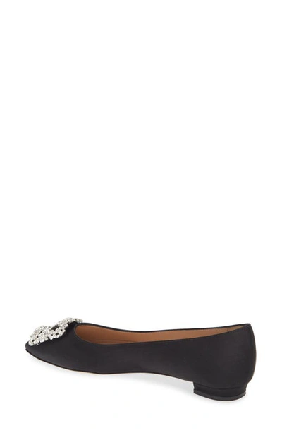 Manolo Blahnik 10mm Hangisi Leather Flats In Black