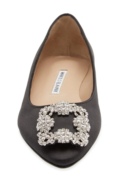 Manolo Blahnik 10mm Hangisi Leather Flats In Black