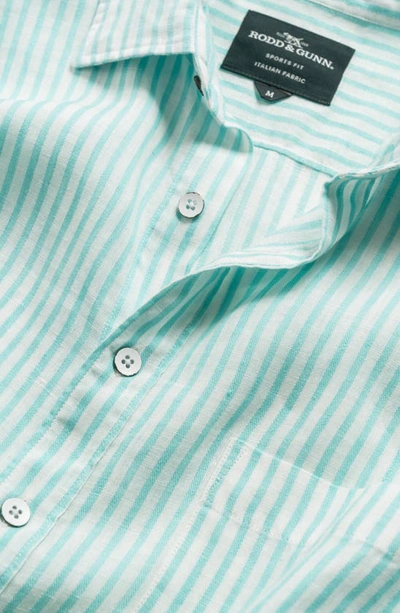 Shop Rodd & Gunn Port Charles Stripe Linen Button-up Shirt In Deep Forest