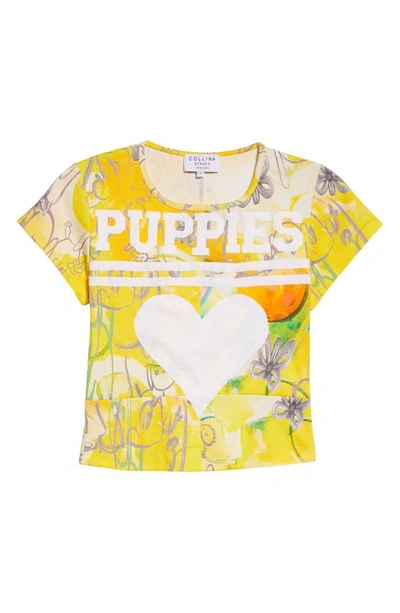 Shop Collina Strada Logo Floral Print Cotton T-shirt In Puppies