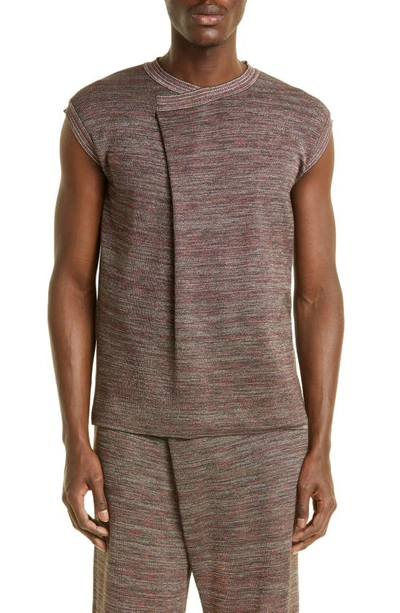 Shop Bianca Saunders Ace Foldover Sleeveless Sweater In Grey/ Silver/ Gradient Red