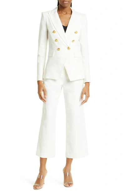 Shop Veronica Beard Aubrie Linen Blend Crop Pants In White