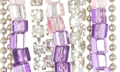 Shop Ayounik Beaded Tassel Earrings In Pink/ Purple