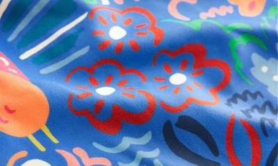 Shop Mini Boden Kids' Print Crisscross One-piece Swimsuit In Blue Leopard Safari