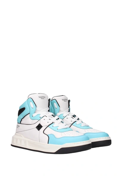 Shop Valentino Sneakers One Stud Leather White Water