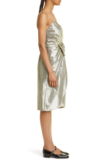Shop Maison Margiela Metallic Tulip Hem Dress In Silver