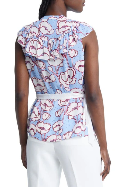 Shop Ted Baker Audriar Floral Bow Front Blouse In Blue