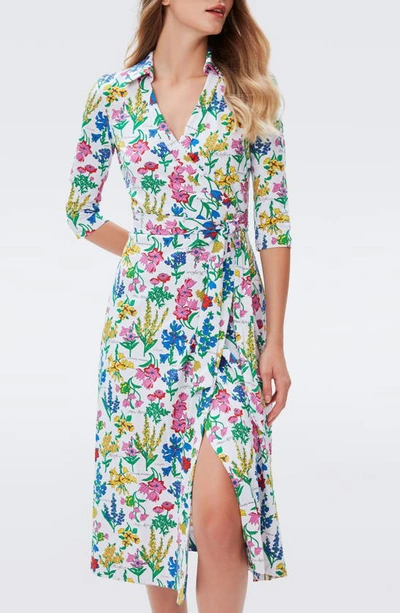 Shop Diane Von Furstenberg Abigail Floral Silk Wrap Dress In Botanicals
